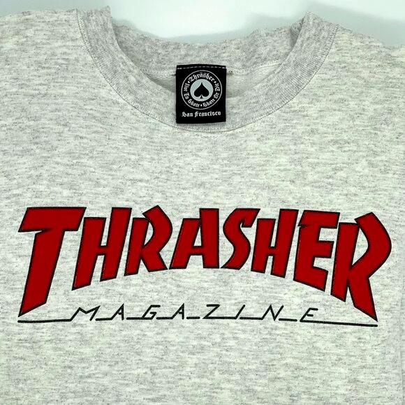 Classic Grey/Red Thrasher Crew Neck Sweater in Men's Small - Gently Loved - Picture 7 of 8